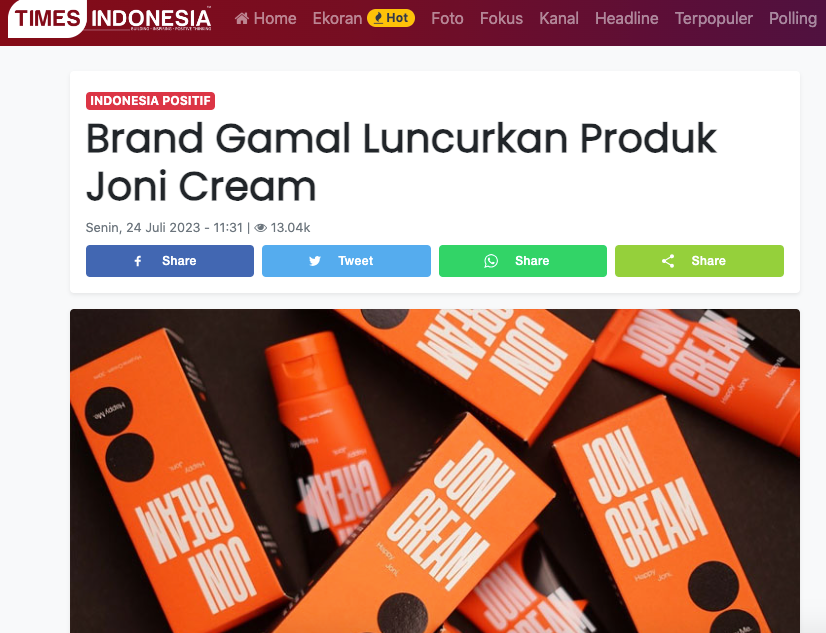 Brand Gamal Luncurkan Produk Joni Cream